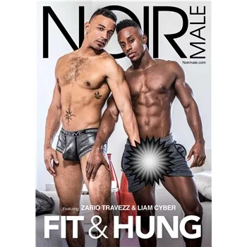 Two topless males posed wearing briefs displaying abs noir