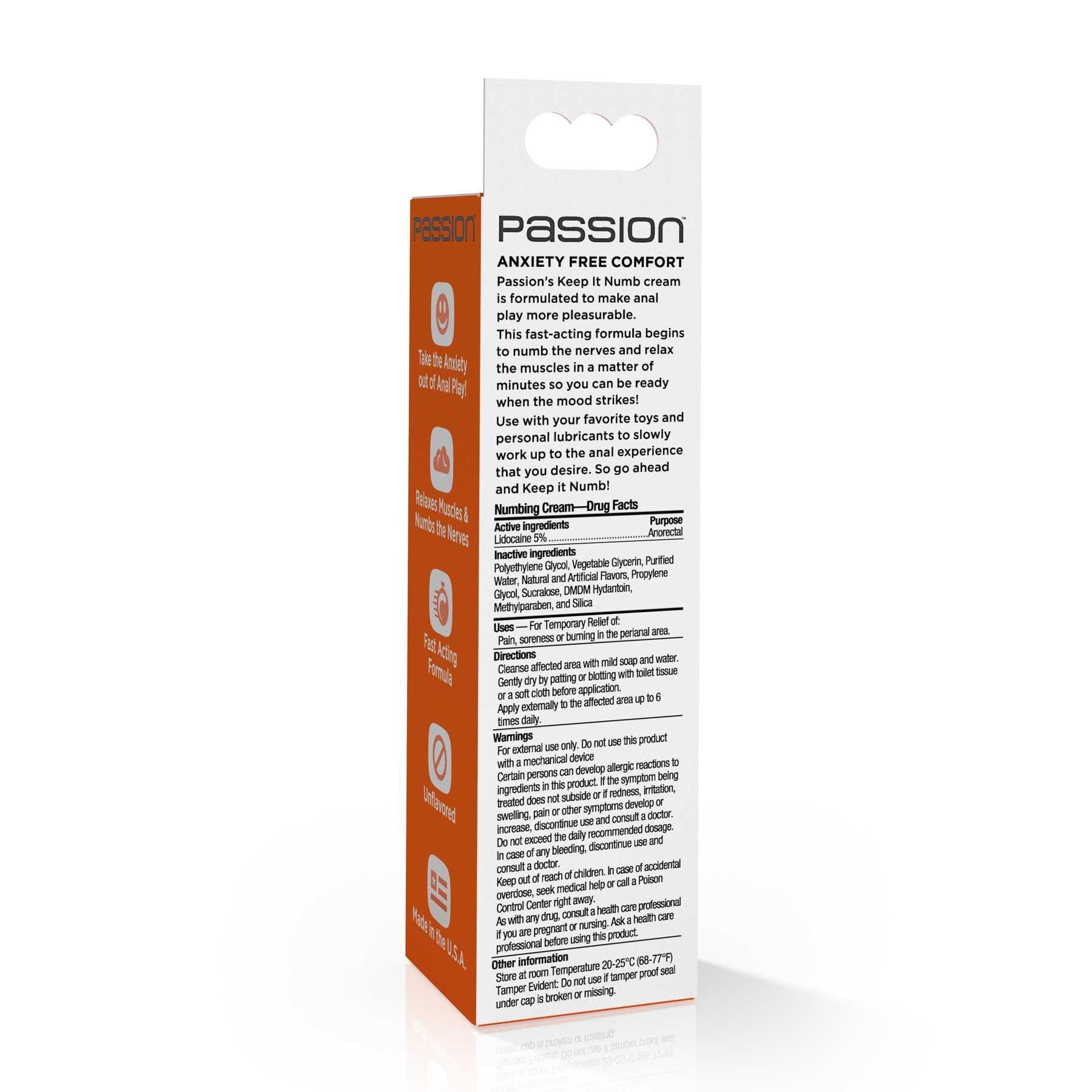 Passion Lubricants Keep it Numb Numbing Cream